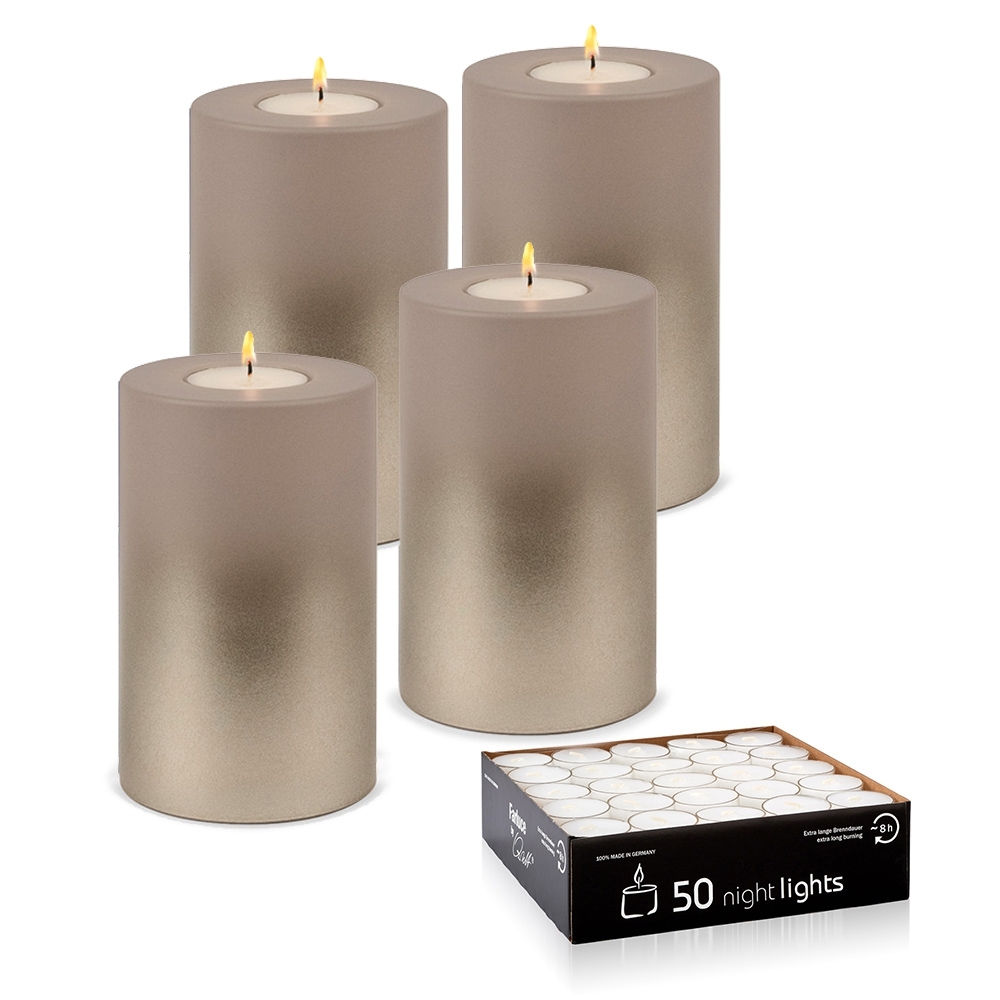 Qult Farluce Trend - Tealight Candle Holder - LEVI - Levi Taupe / Cream Gold
