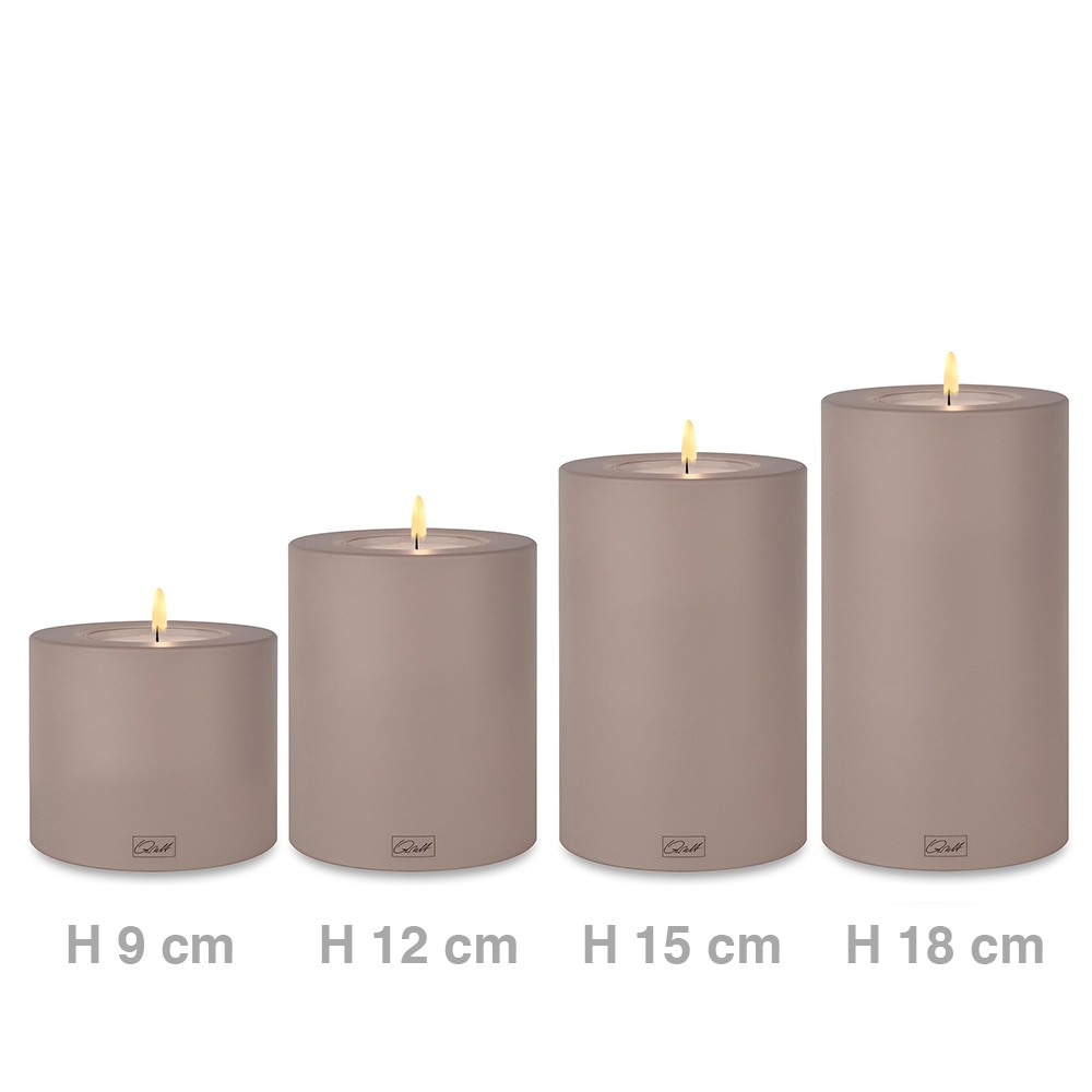 Qult Farluce Trend - Tealight Candle Holder - Taupe - Ø 8 cm H 9 + 12 + 15 + 18 cm - Set of 4