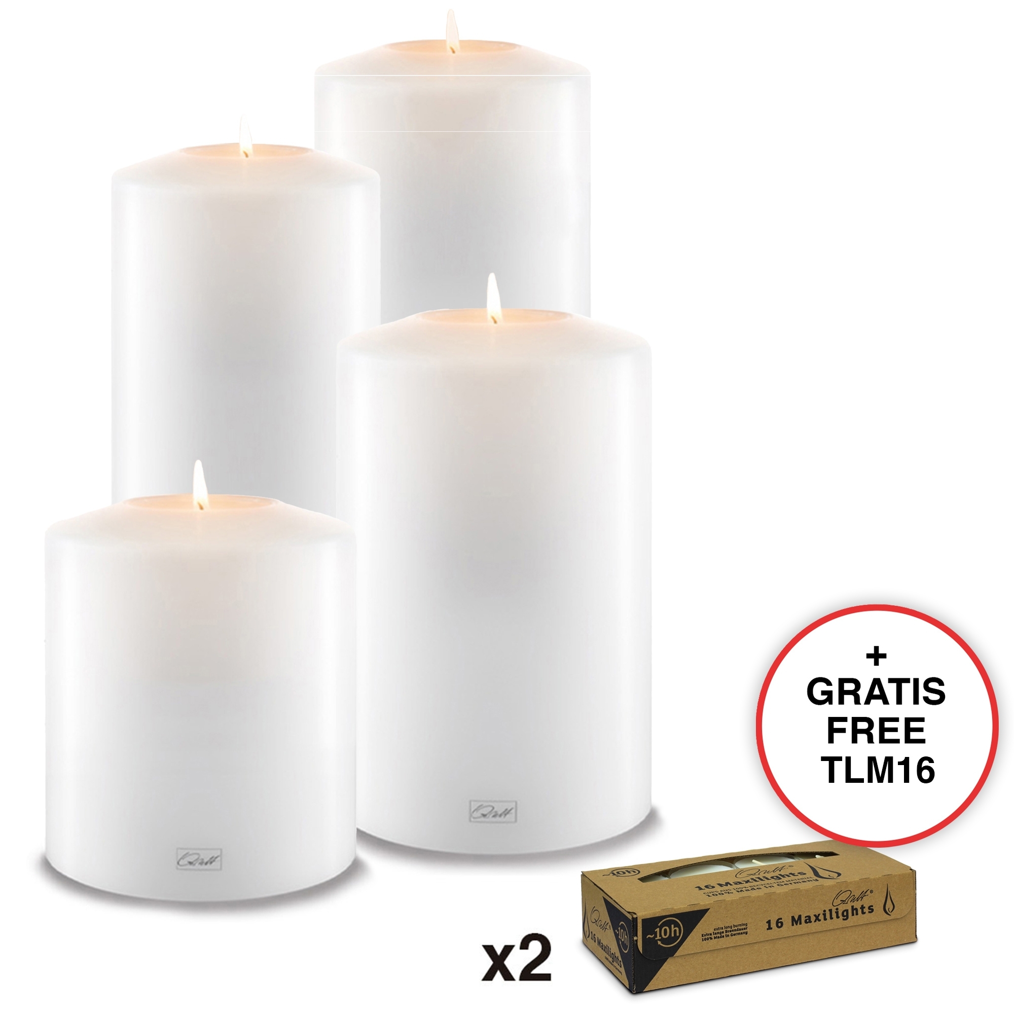 Qult Farluce Classic - Tealight Candle Holder Ø 12 cm H 15/20/25/35 cm - set of 4