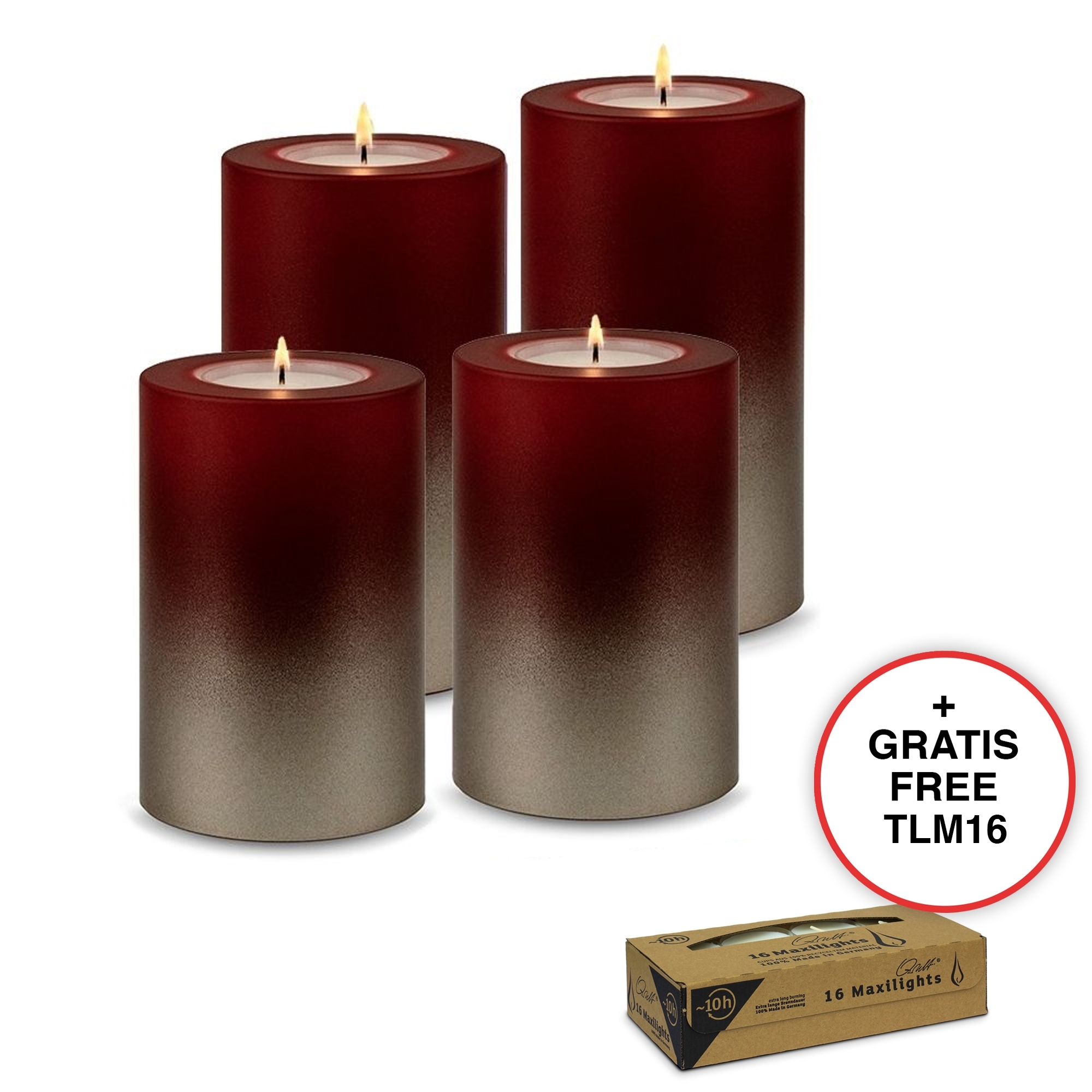 Qult Farluce Trend - Tealight Candle Holder - LEVI - Merlot Red / Cream Gold Qult Farluce Trend - Tealight Candle Holder - LEVI - Merlot Red / Cream Gold
