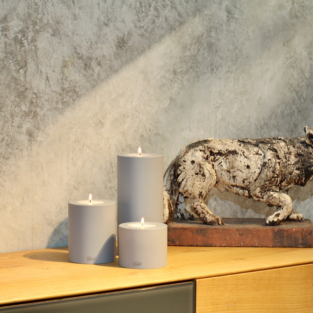 Qult Farluce Trend - Tealight Candle Holder - stonegrey - Ø 10 cm H 15 cm - Set of 4