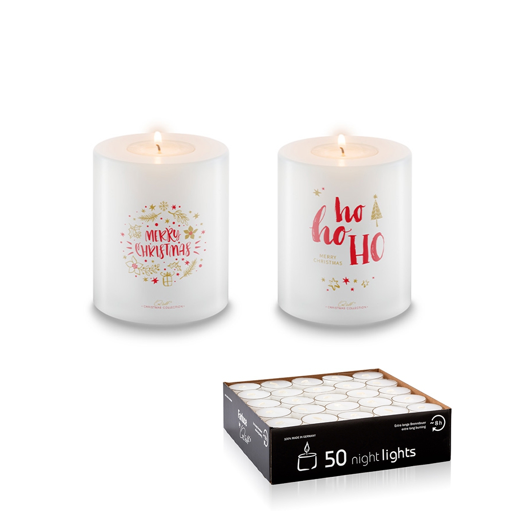 Qult Farluce Trend - Tealight Candle Holder - Christmas Collection - Set Ho Ho Ho + Merry Christmas