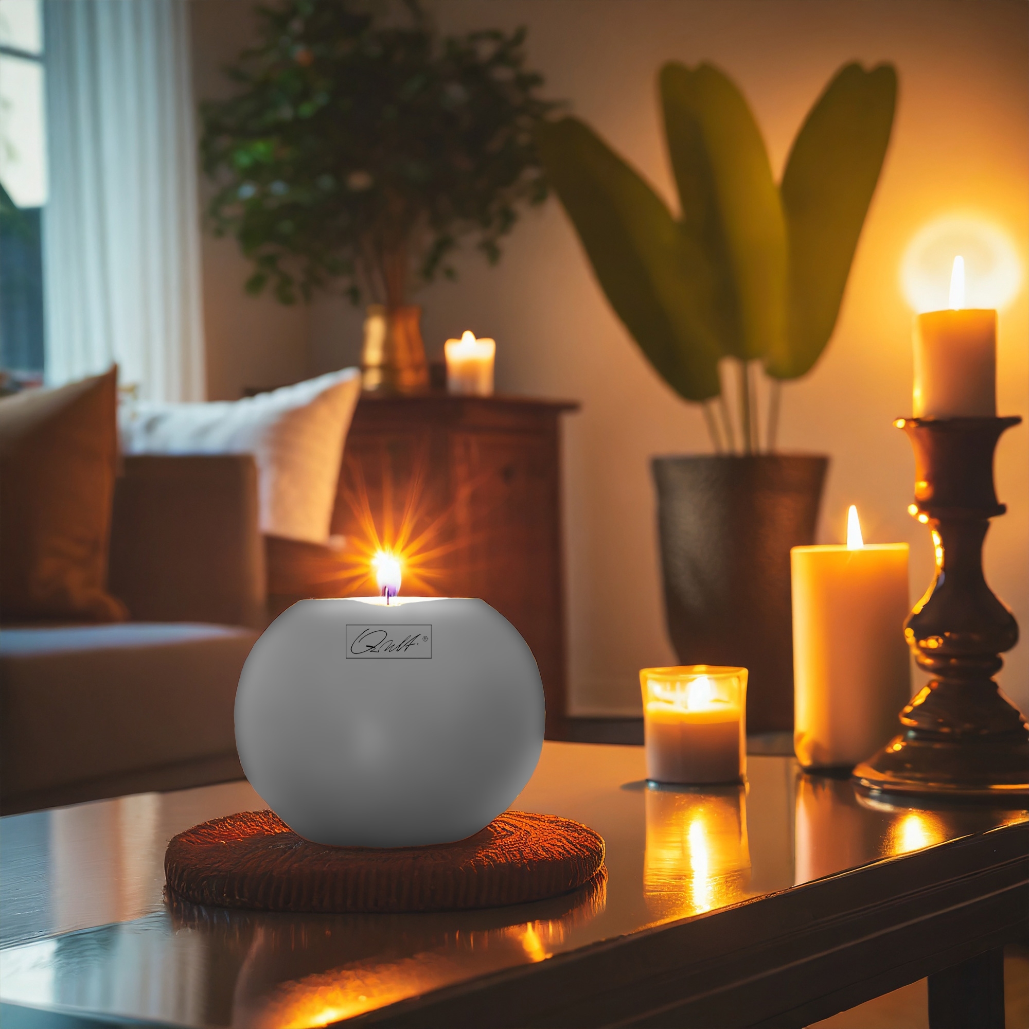 Qult Farluce Moon Matt - Tealight Candle Holder Ø 10 cm - Stone Grey
