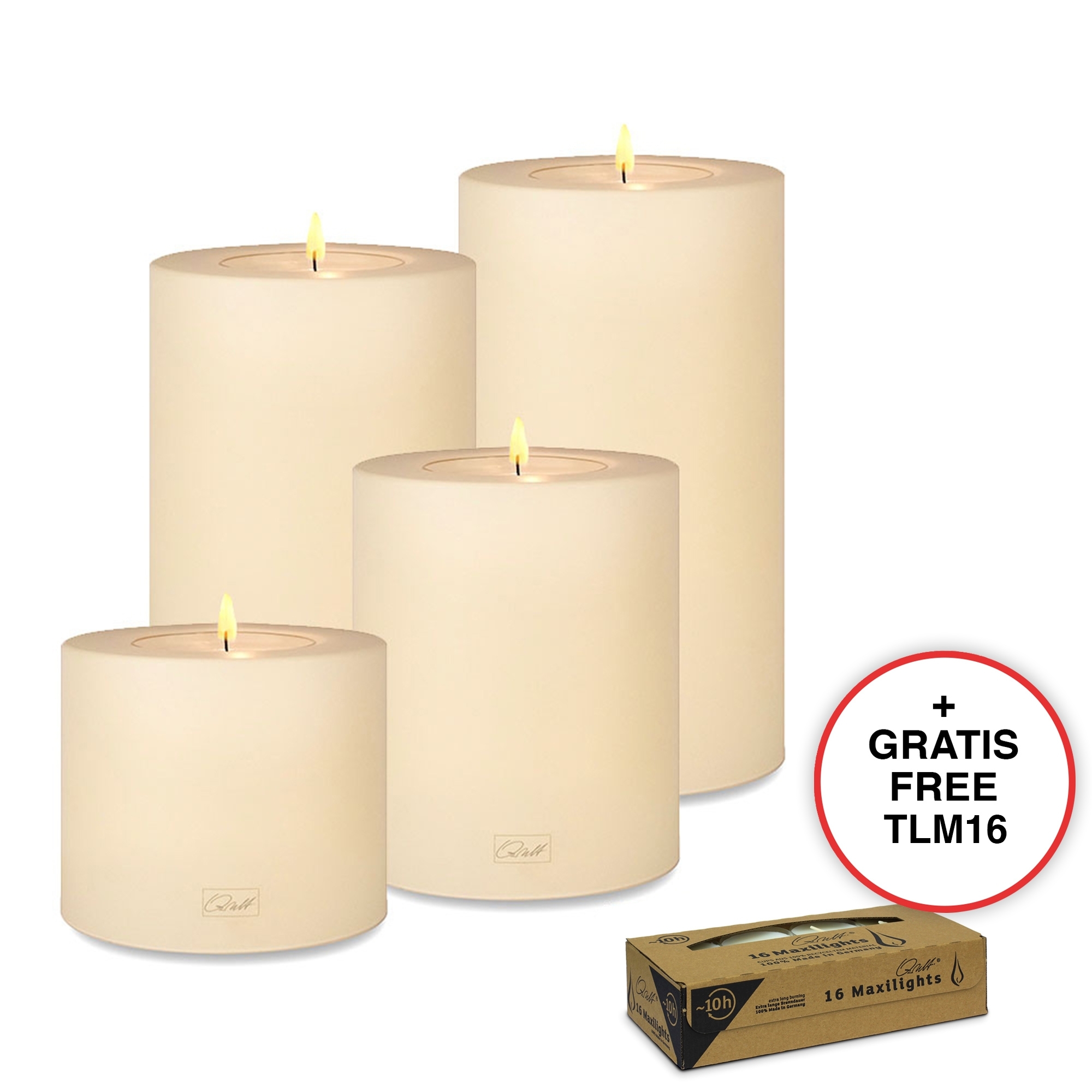 Qult Farluce Trend - Tealight Candle Holder - vanilla - Ø 10 cm H 8 + 12 + 15 + 18 cm