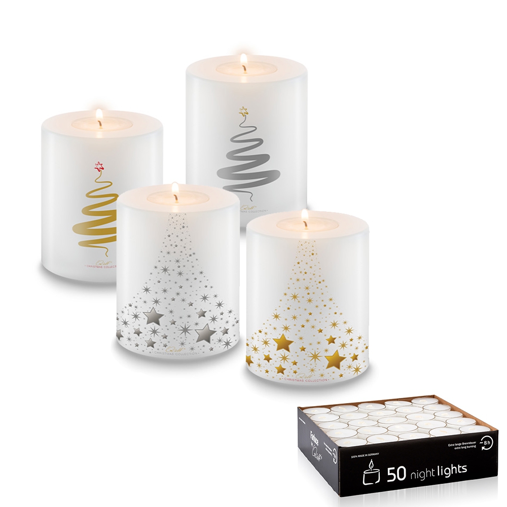 Qult Farluce Trend - Tealight Candle Holder - Christmas Collection - Set Christmas Tree Gold