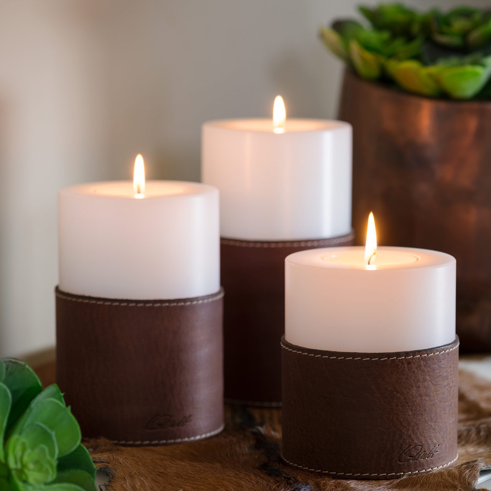 Qult Farluce Candle - Leather Cuff - Buffalo leather - cognac - large