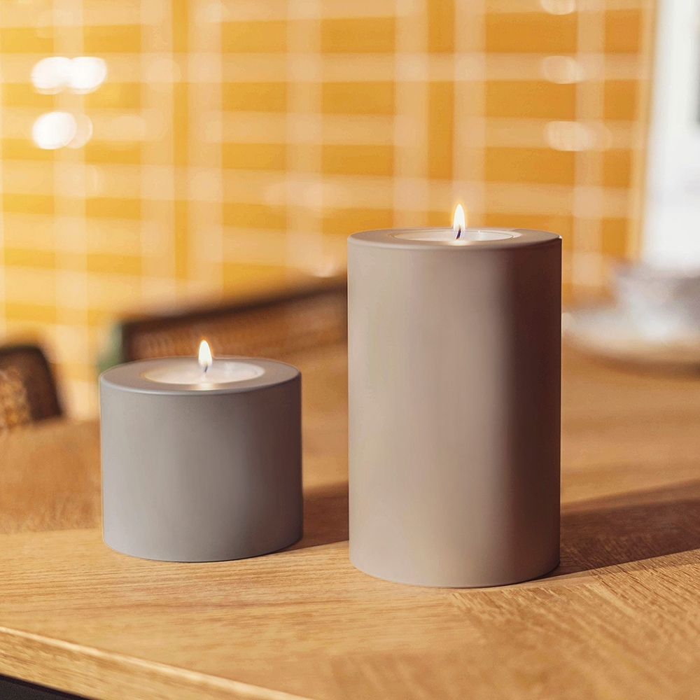 Qult Farluce Trend - Tealight Candle Holder - Taupe - Ø 8 cm H 9 + 12 + 15 + 18 cm - Set of 4