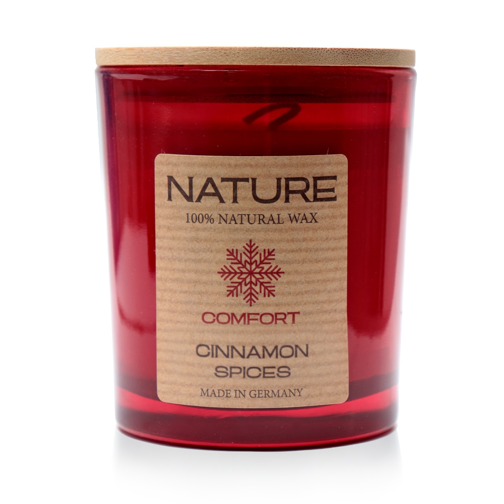 Qult Senses of Nature - COMFORT - Scented candles in glass incl. wooden lid - Cinnamon Spices