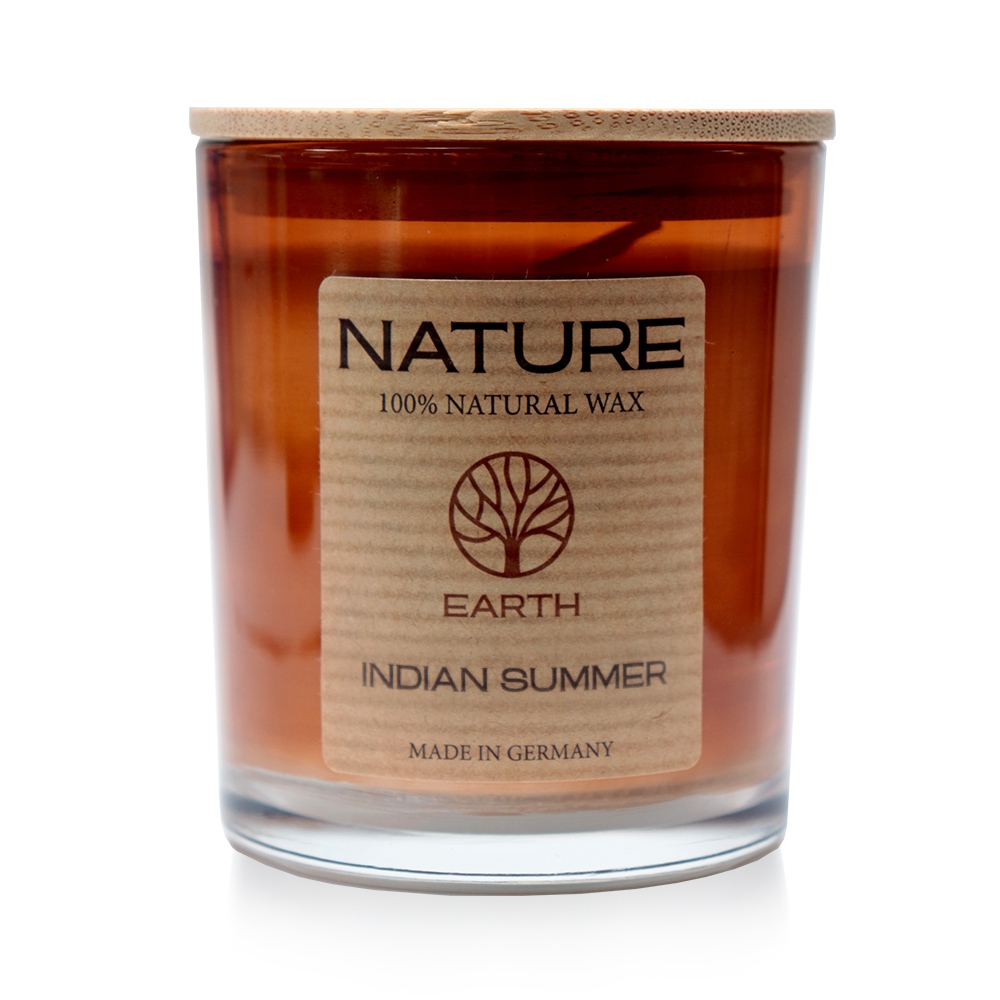 Qult Senses of Nature - EARTH - Scented candles in glass incl. wooden lid - Indian Summer