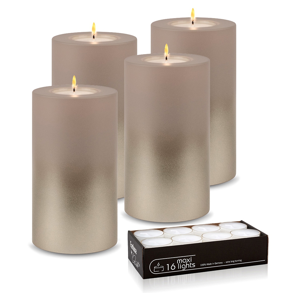Qult Farluce Trend - Tealight Candle Holder - LEVI - Levi Taupe / Cream Gold