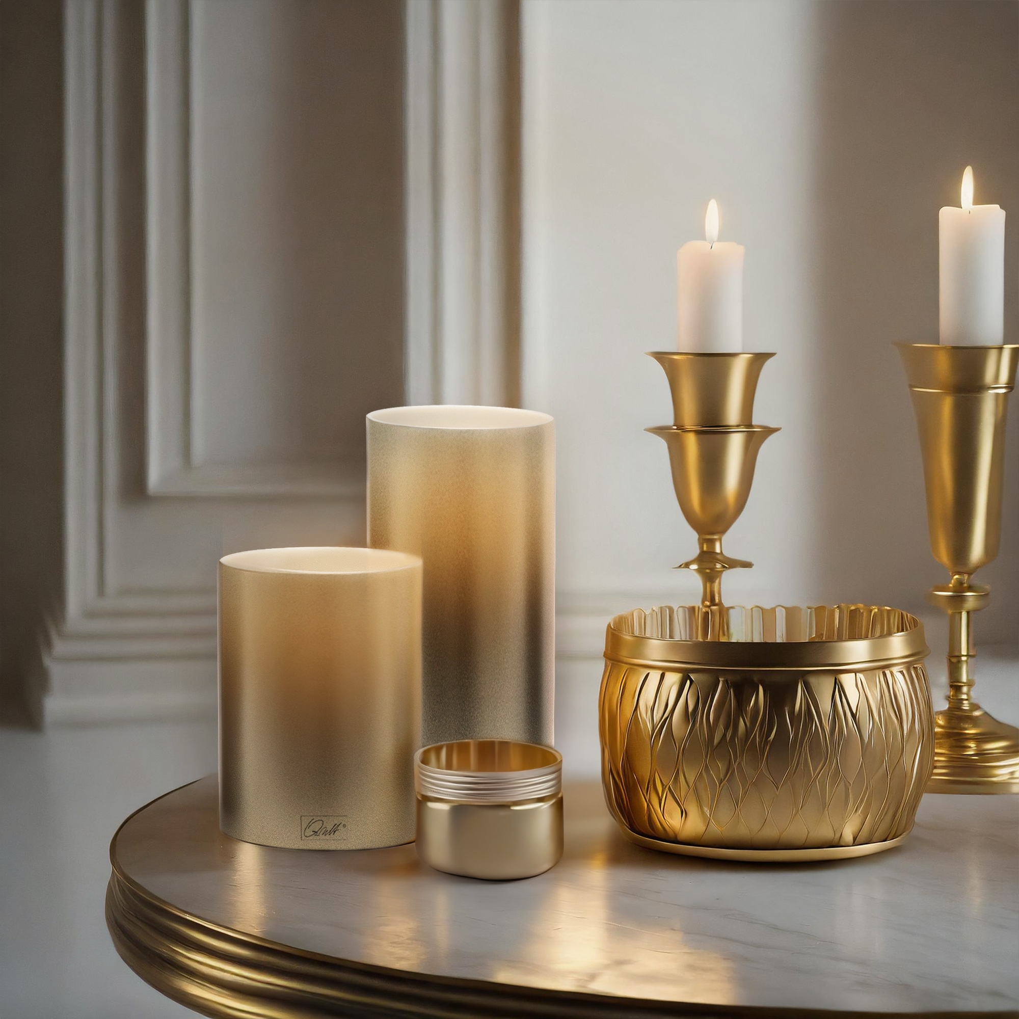 Qult Farluce Inside - Tealight Candle Holder - Creme Gold