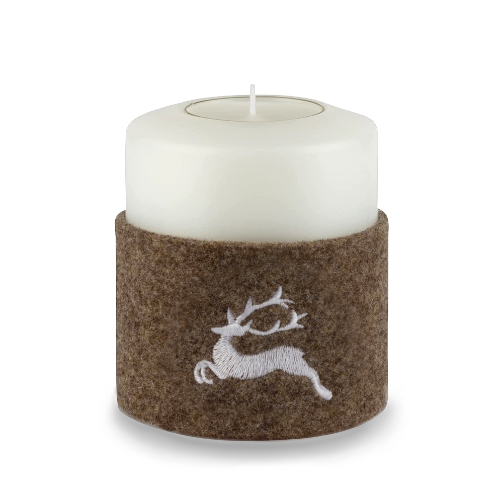 Qult Farluce  - Felt Cuff - Deer White - for Candles Ø 10 cm Qult Farluce  - Felt Cuff - Deer White - for Candles Ø 10 cm