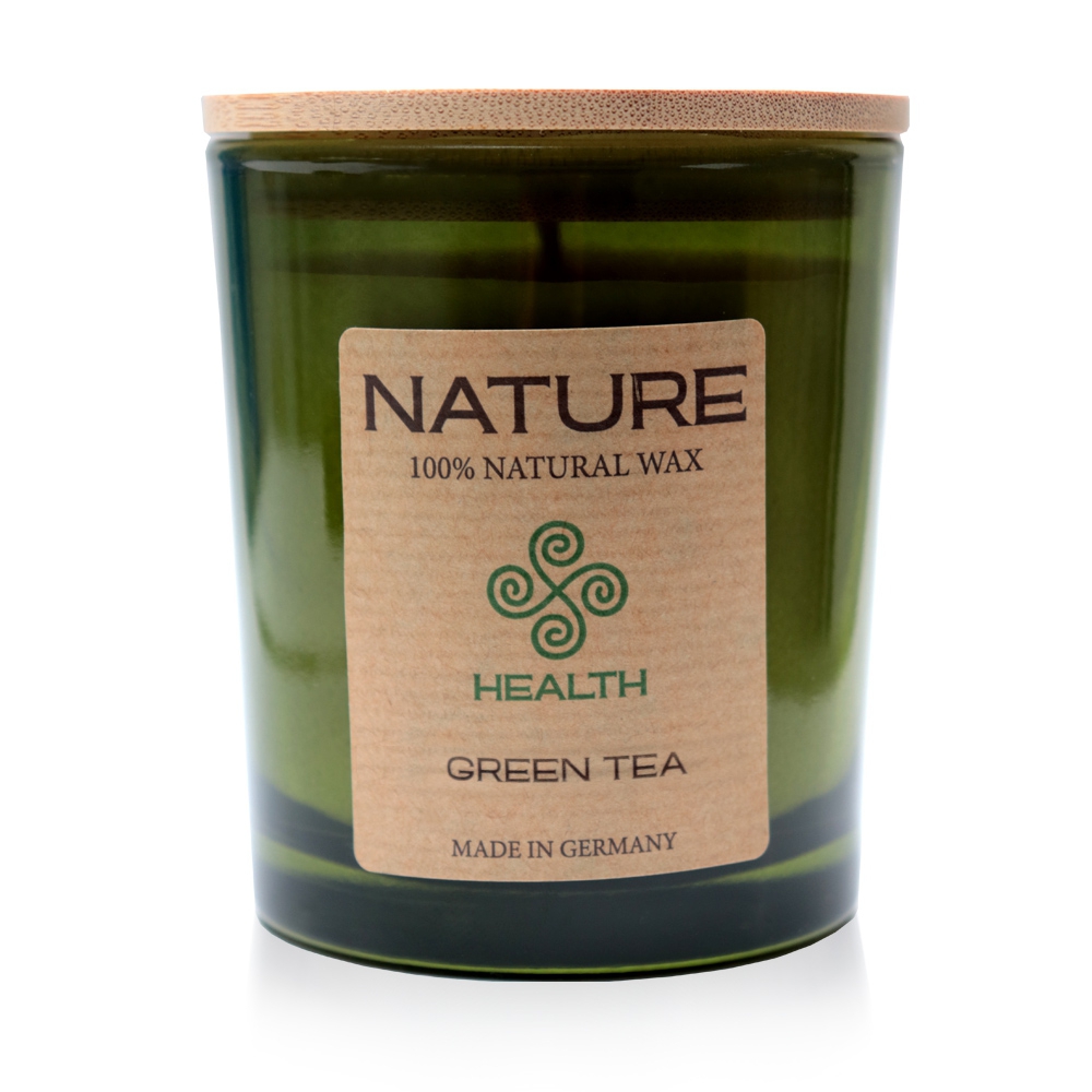Qult Senses of Nature - HEALTH - Scented candles in glass incl. wooden lid - Green Tea