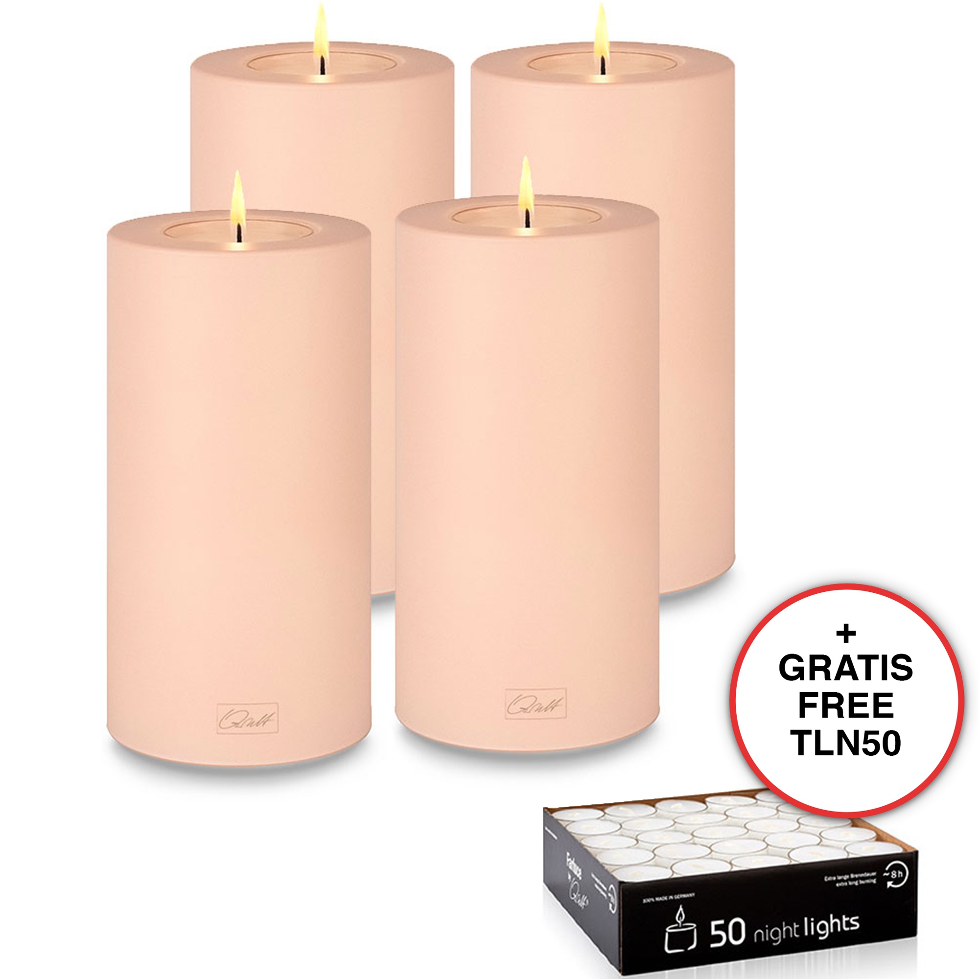 Qult Farluce Trend - Tealight Candle Holder - rose - Ø 8 cm H 15 cm - Set of 4
