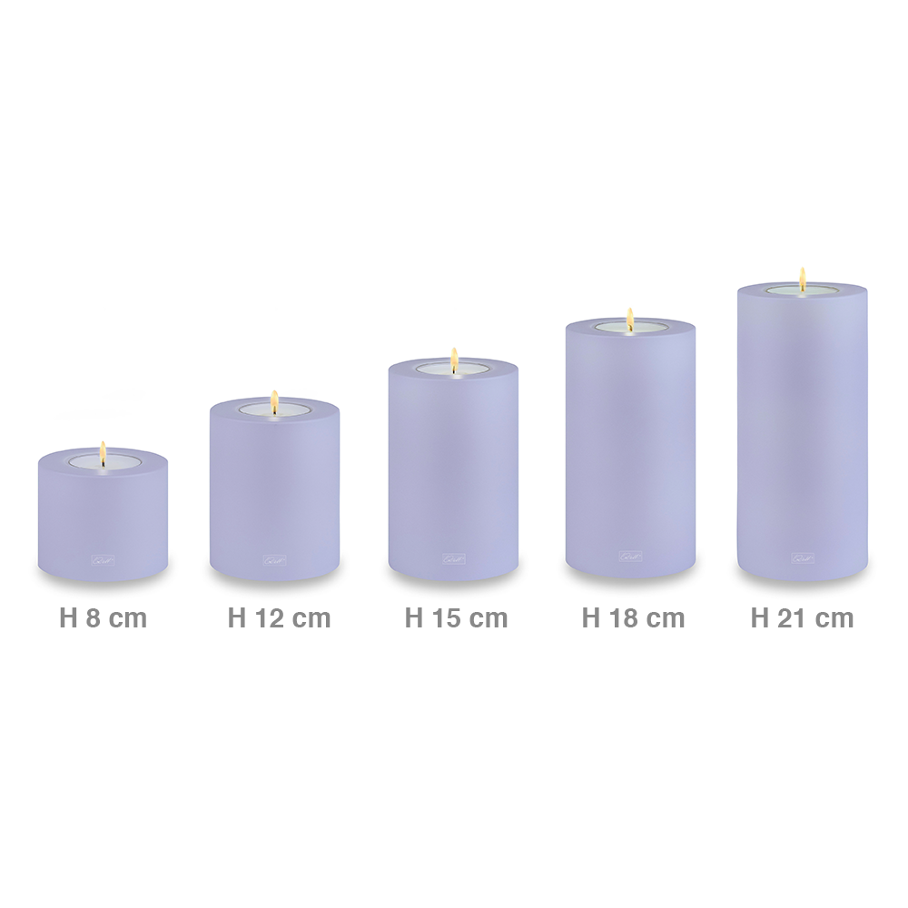 Qult Farluce Trend - Tealight Candle Holder - lavender - Ø 10 cm H 15 cm + 2 x TLM16 - Set of 4