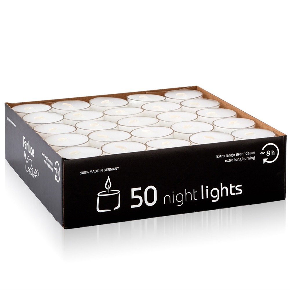 Qult Farluce Nightlights - 1/2 pallet with 180 pcs. a 50 tealights - Ø 38 x 25 mm