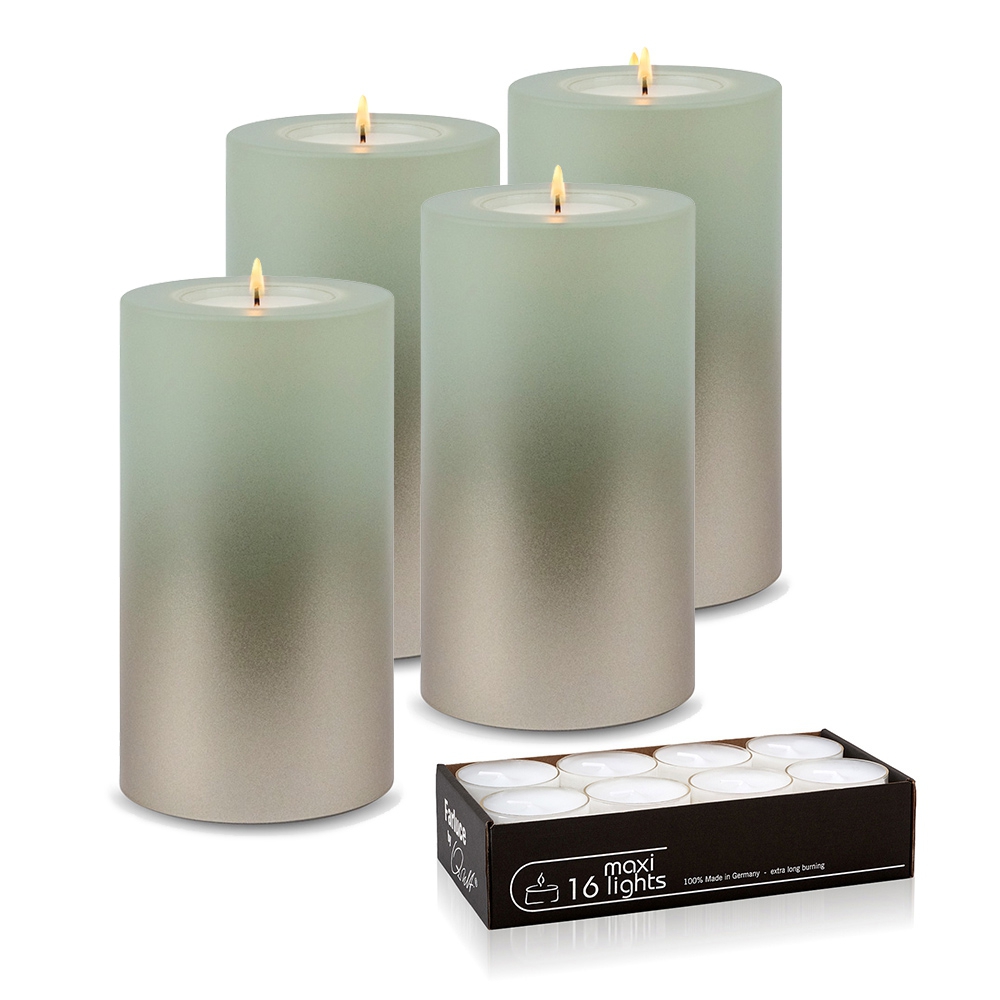 Qult Farluce Trend - Tealight Candle Holder - LEVI - Desert Sage / Cream Gold