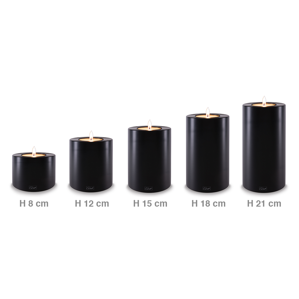 Qult Farluce Trend - Tealight Candle Holder - black - Ø 10 cm H 15 cm + 2 x TLM16 - Set of 4