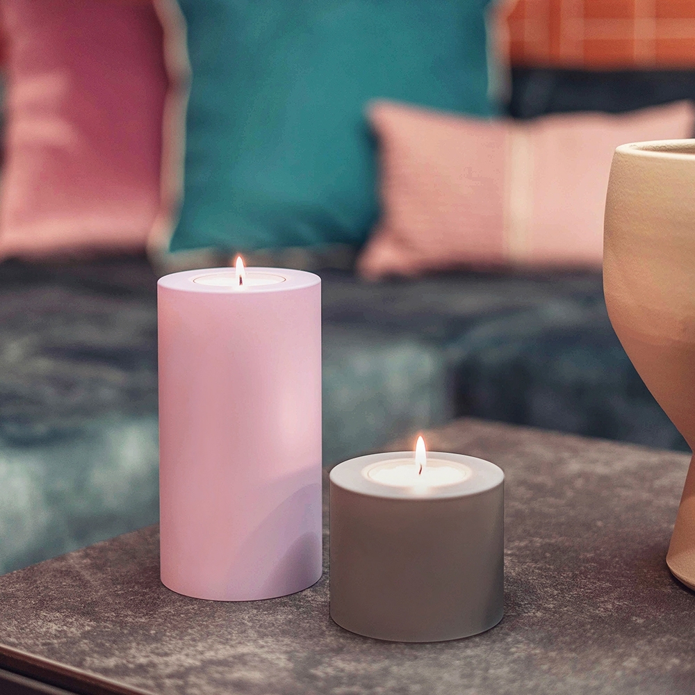 Qult Farluce Trend - Tealight Candle Holder - Taupe - Ø 8 cm H 12 cm - Set of 4