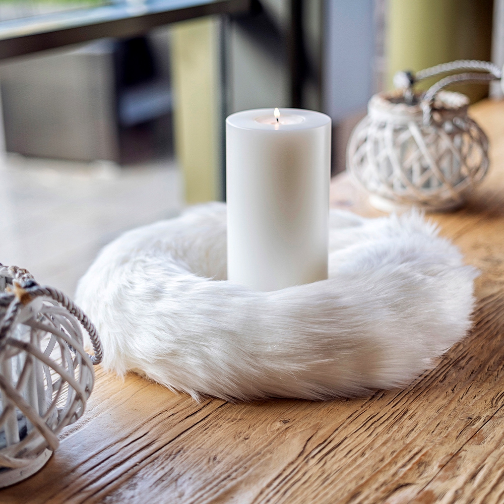 Qult Farluce Candle - Milano Woven White - Candle wreath - Ø 45 cm x H Fur 10 cm