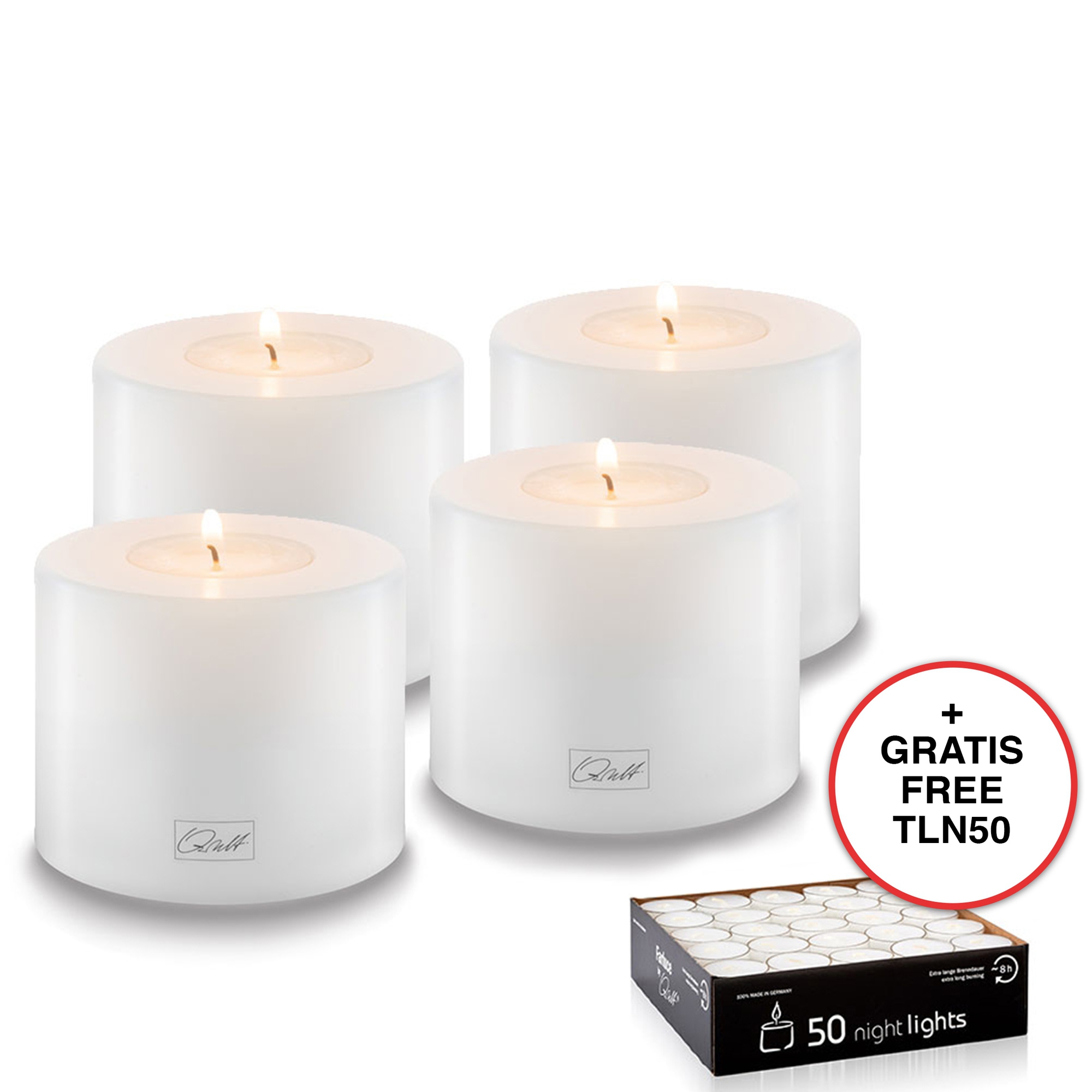 Qult Farluce Trend - Tealight Candle Holder white Ø 8 cm H 6 cm - Set of 4
