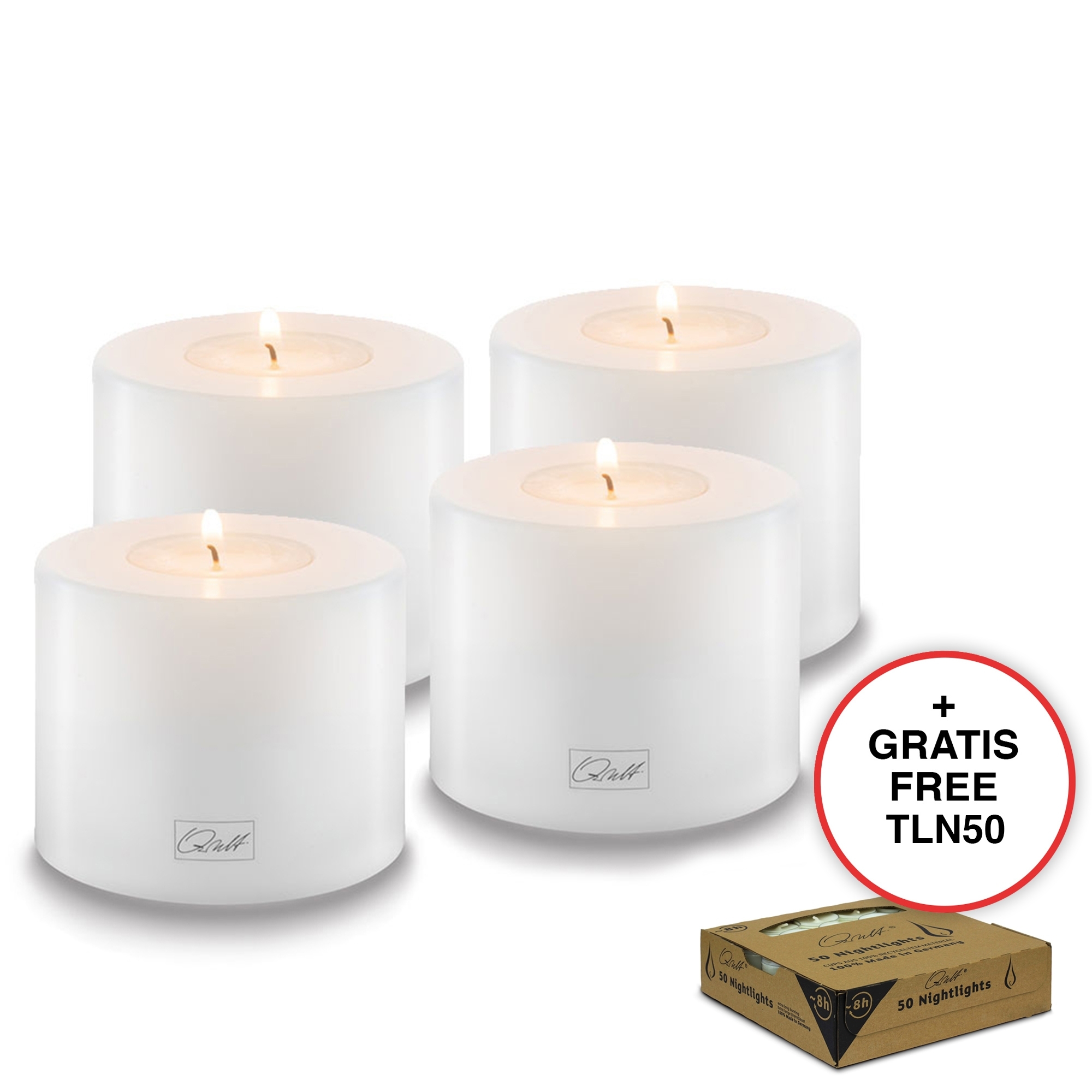 Qult Farluce Trend - Tealight Candle Holder white Ø 8 cm H 6 cm - Set of 4