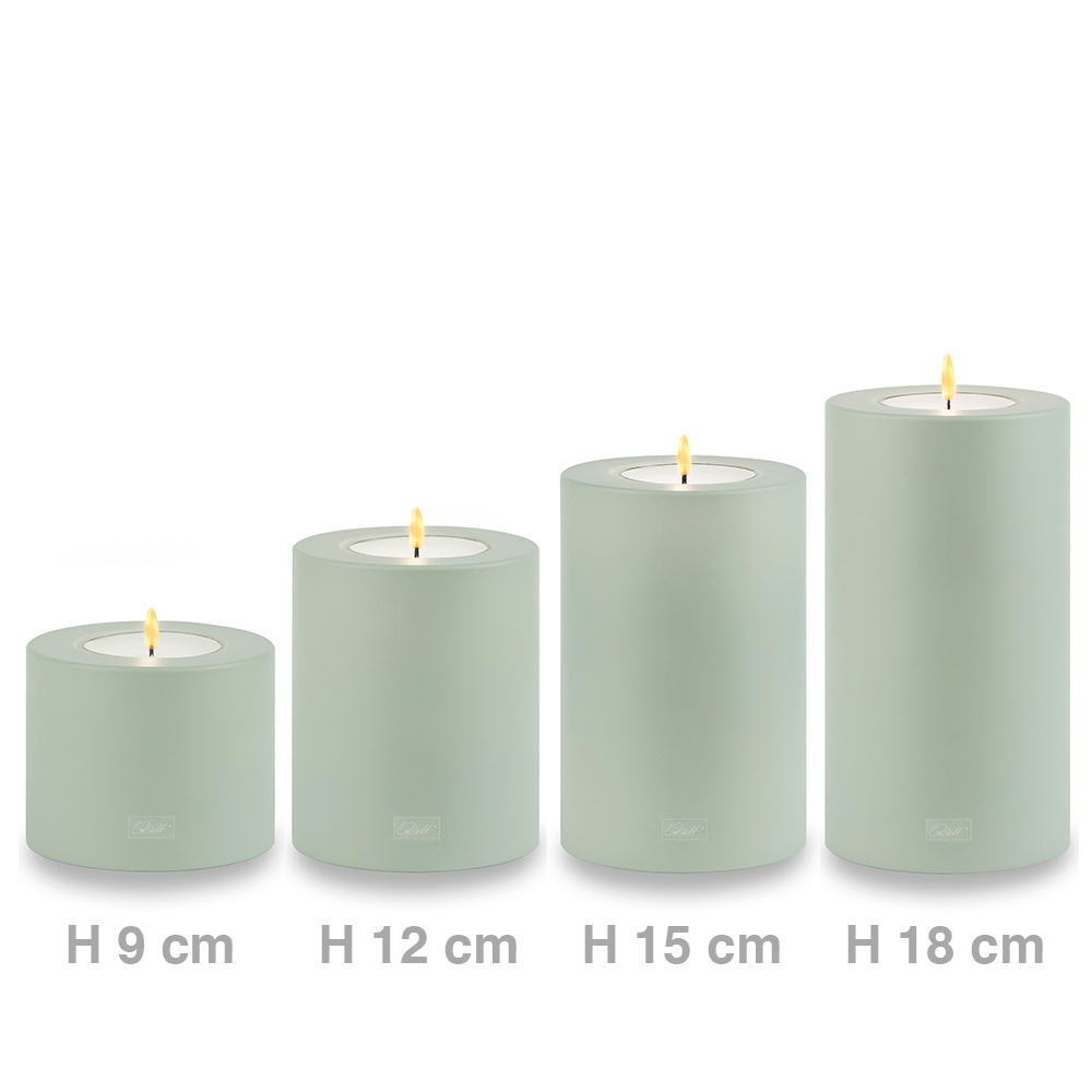 Qult Farluce Trend - Tealight Candle Holder - Desert Sage - Ø 8 cm H 15 cm - Set of 4