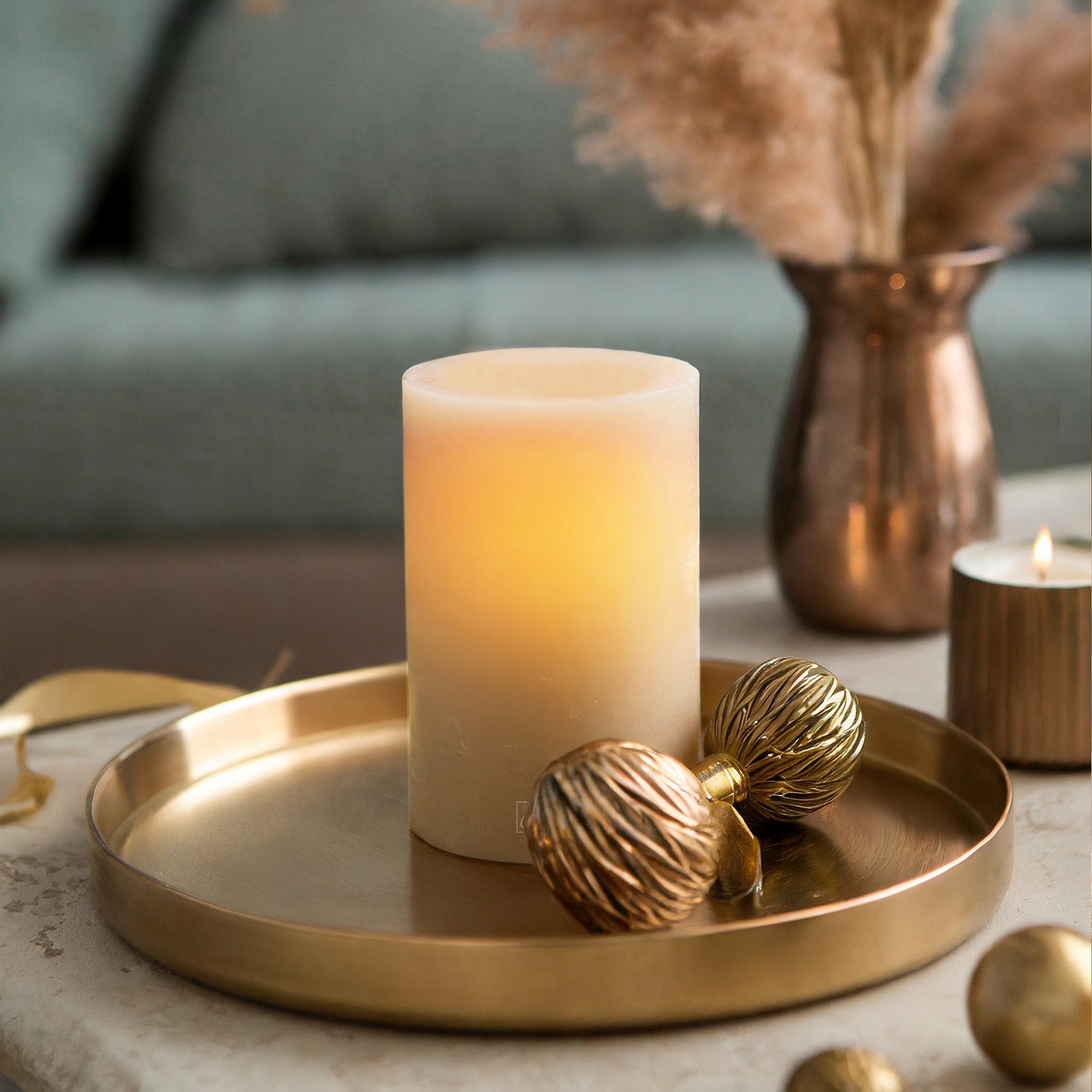 Qult Farluce Inside - Tealight Candle Holder Ø 8 x H 12 cm - Brazilian Sand