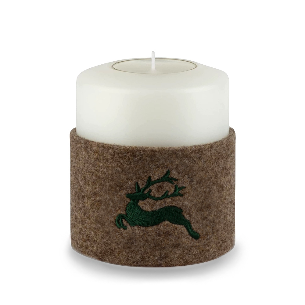 Qult Farluce Candle - Felt Cuff - Deer Green - for Candles Ø 10 cm