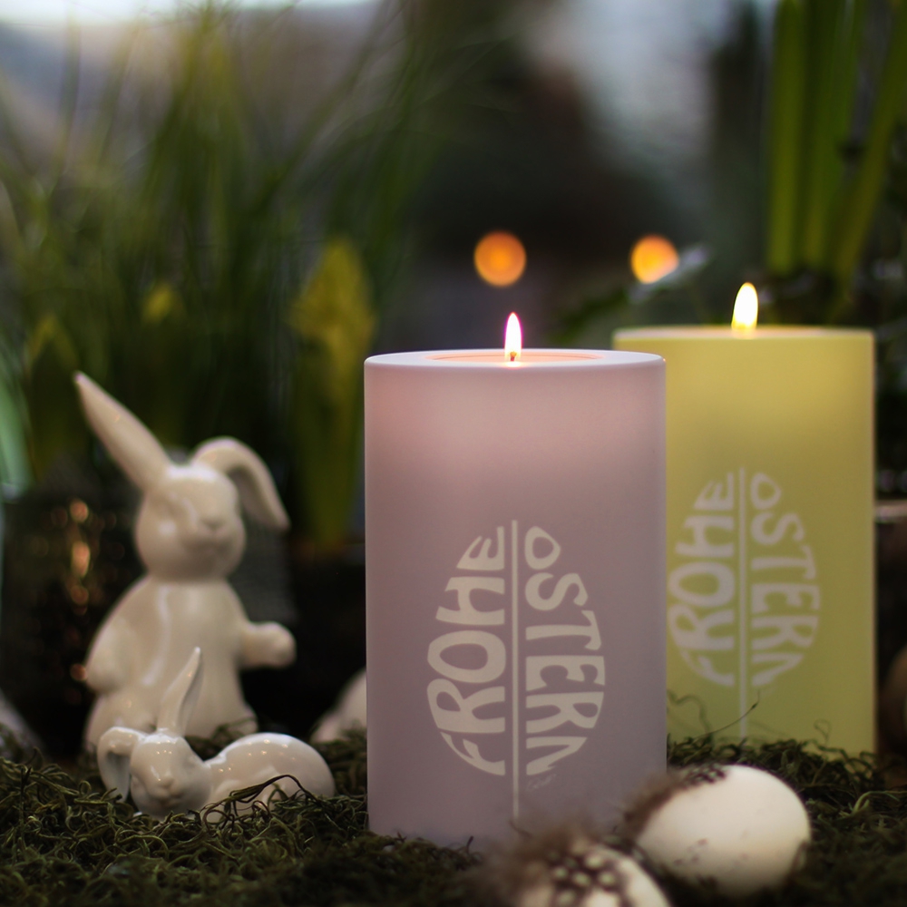 Qult Farluce Trend - Tealight Candle Holder - Lime "Happy Easter"
