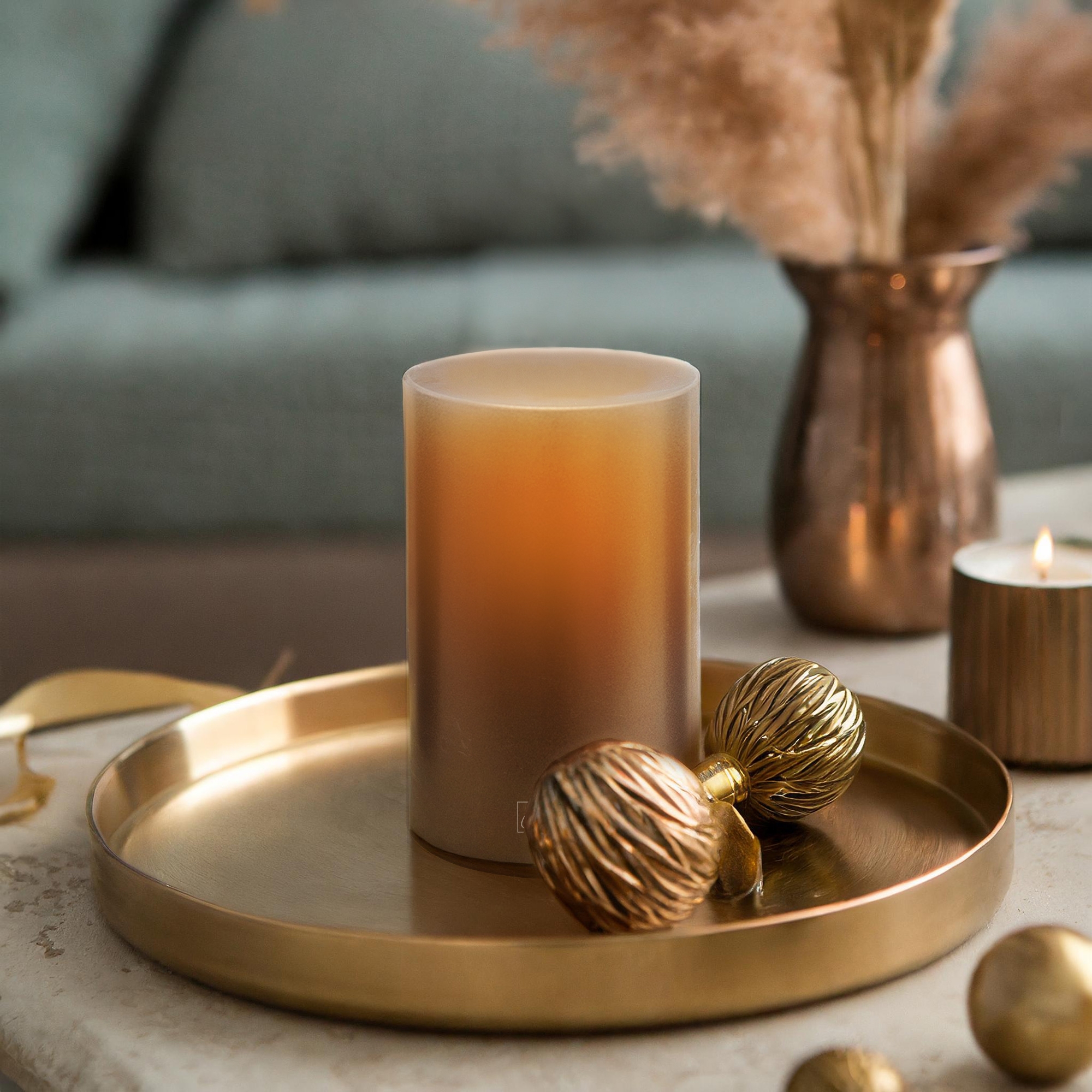 Qult Farluce Inside Metallic  - Tealight Candle Holder - Ø 10 cm - Bronze